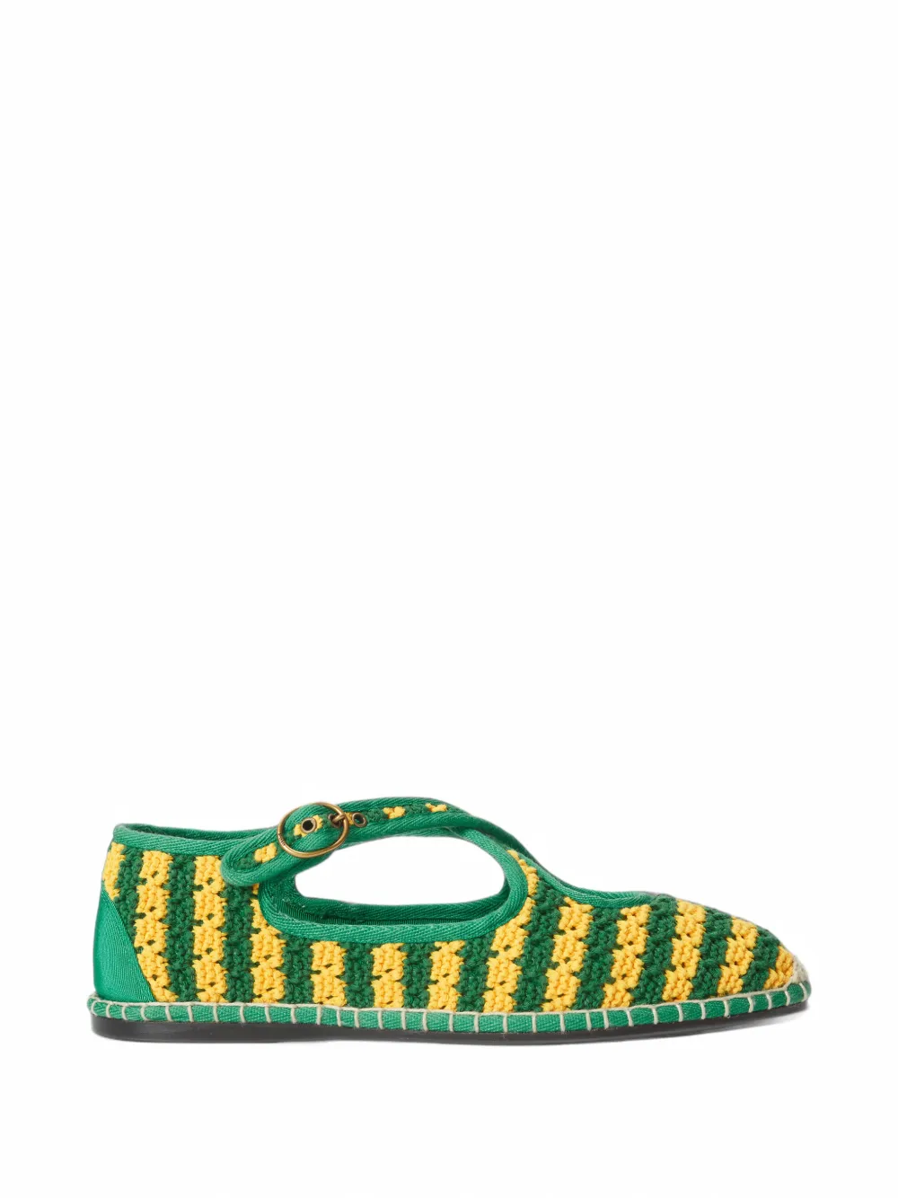 Polo Ralph Lauren crochet-knit striped ballet flats - Verde