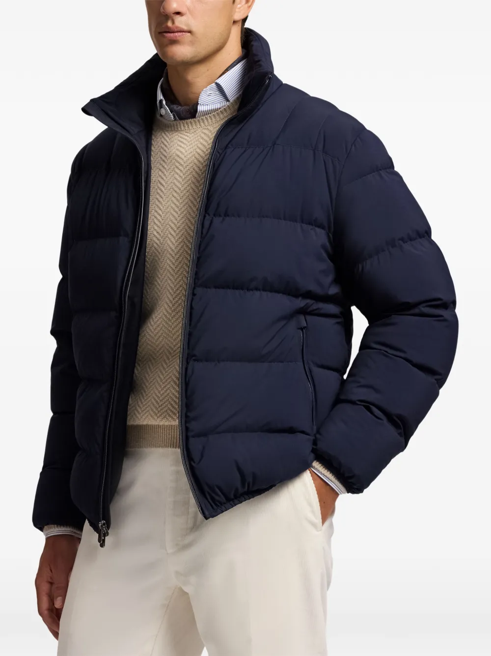 Ralph Lauren Purple Label quilted-pattern padded jacket Blauw