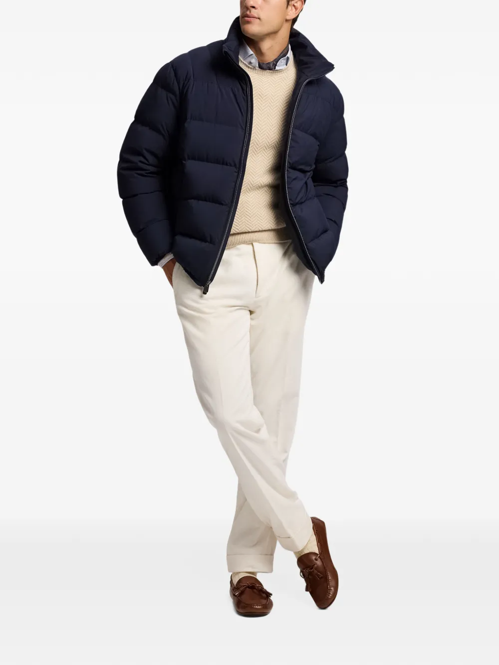 Ralph Lauren Purple Label quilted-pattern padded jacket Blauw