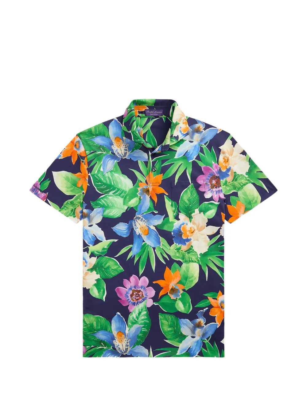Ralph Lauren Purple Label floral-print polo shirt Blauw