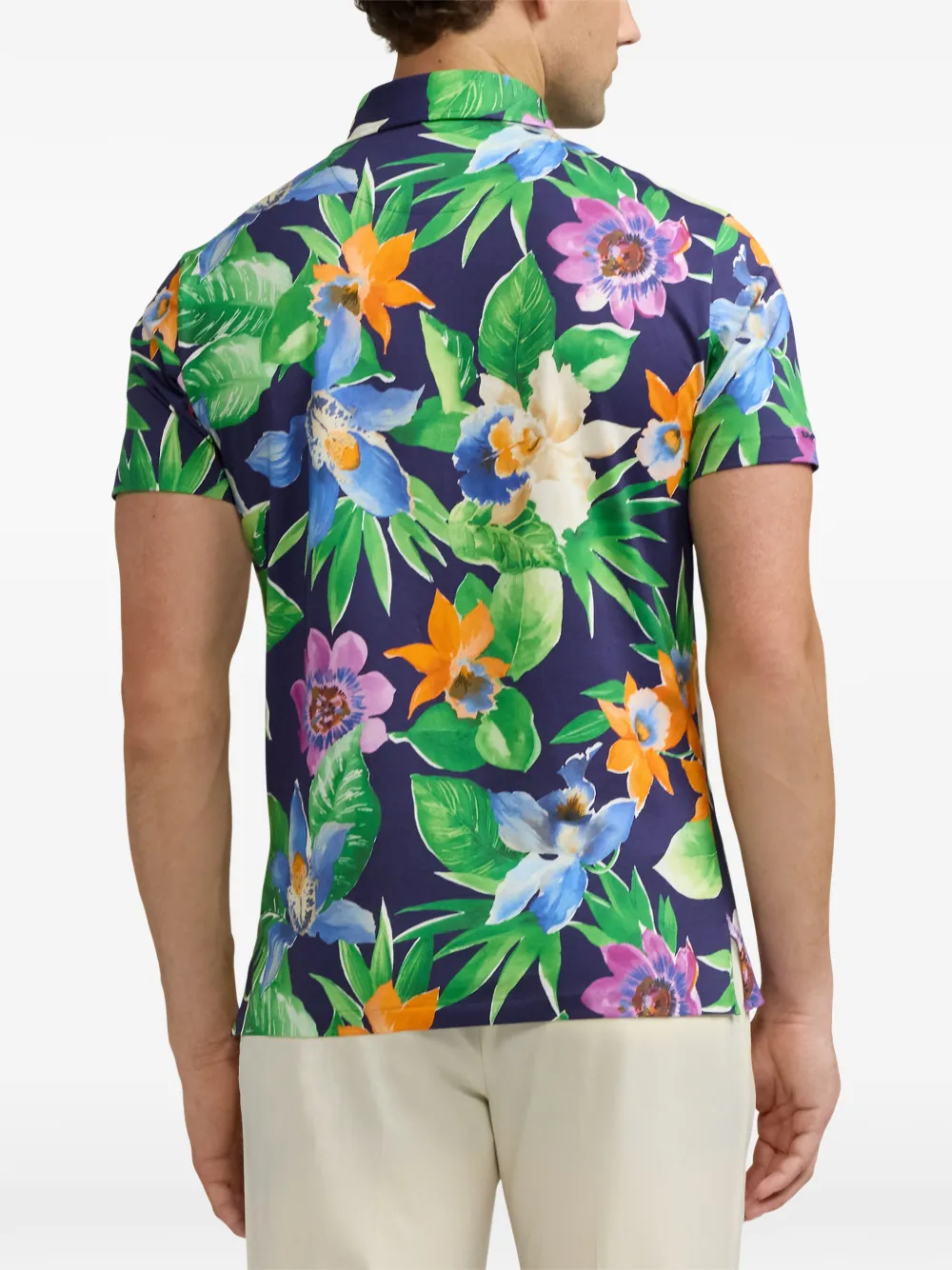 Ralph Lauren Purple Label floral-print polo shirt Blauw