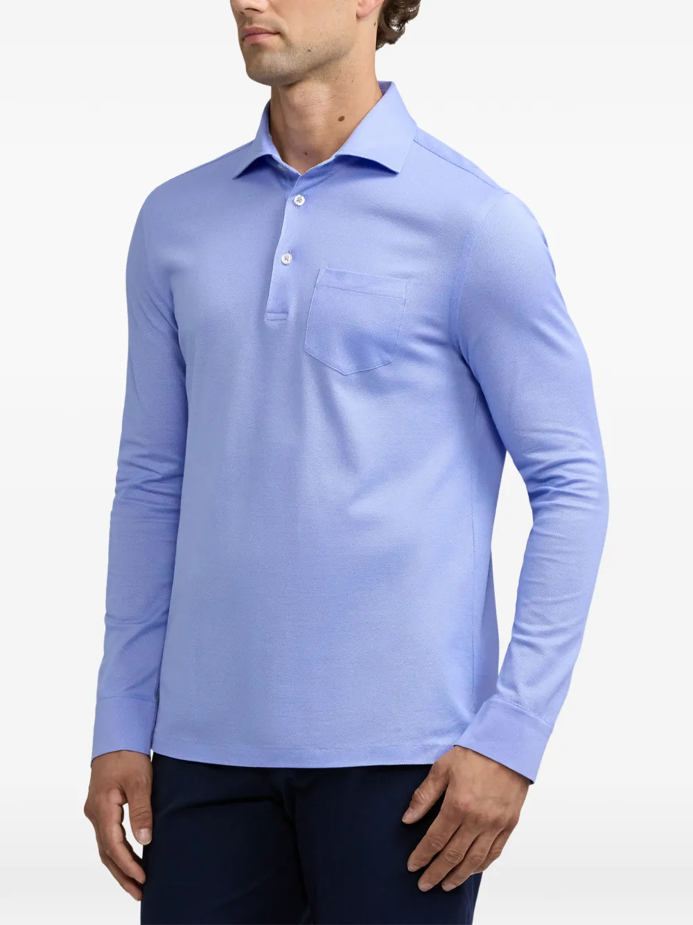 Ralph Lauren Purple Label long-sleeve chest-pocket polo shirt Blauw