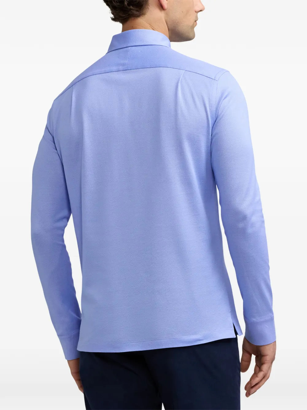 Ralph Lauren Purple Label long-sleeve chest-pocket polo shirt Blauw