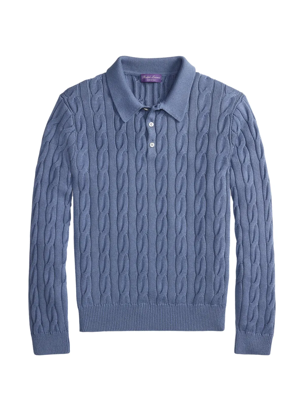 Ralph Lauren Purple Label cable-knit polo sweater Blauw