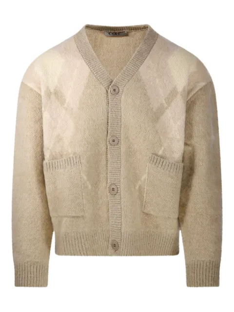 COOR argyle-pattern pocket cardigan