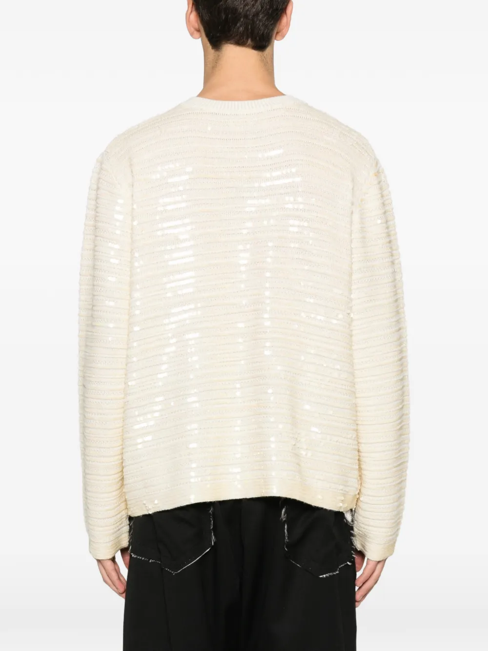 Bode Spotlight Wool Button Cardigan In White