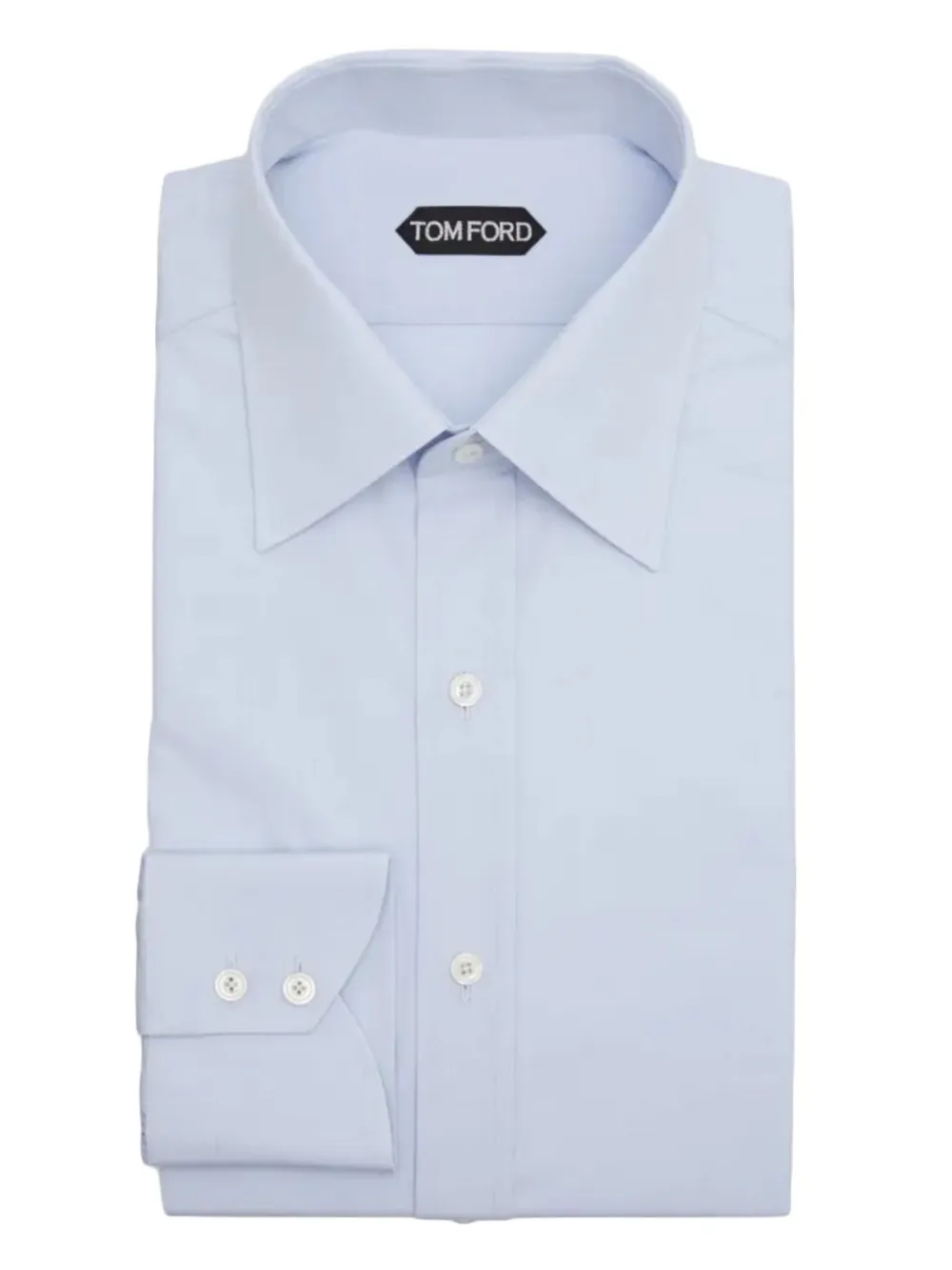 TOM FORD pointed-collar button-cuffs shirt - ブルー