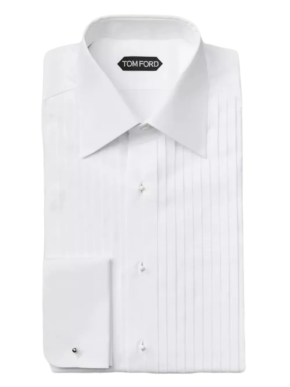 TOM FORD pleated pointed-collar shirt - ホワイト