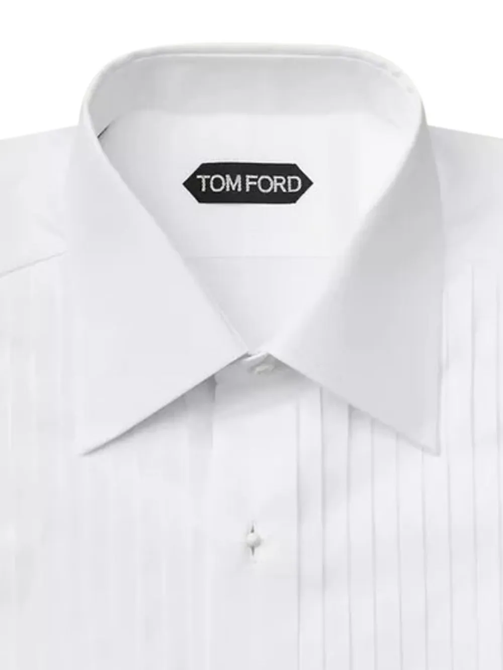 TOM FORD Geplooid overhemd met puntige kraag - Wit