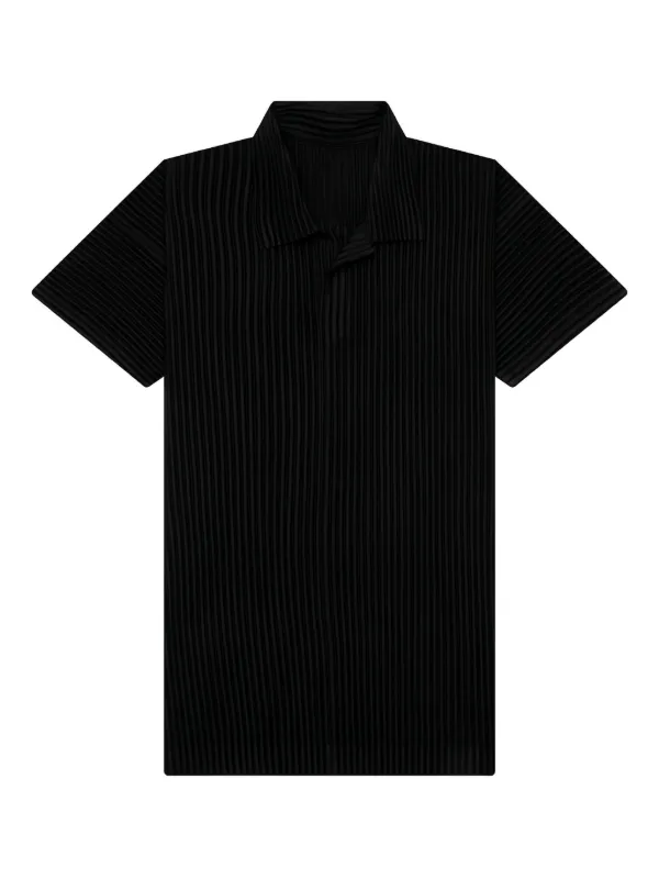 Homme Plissé Issey Miyake プリーツ ポロシャツ | ブラック | FARFETCH JP