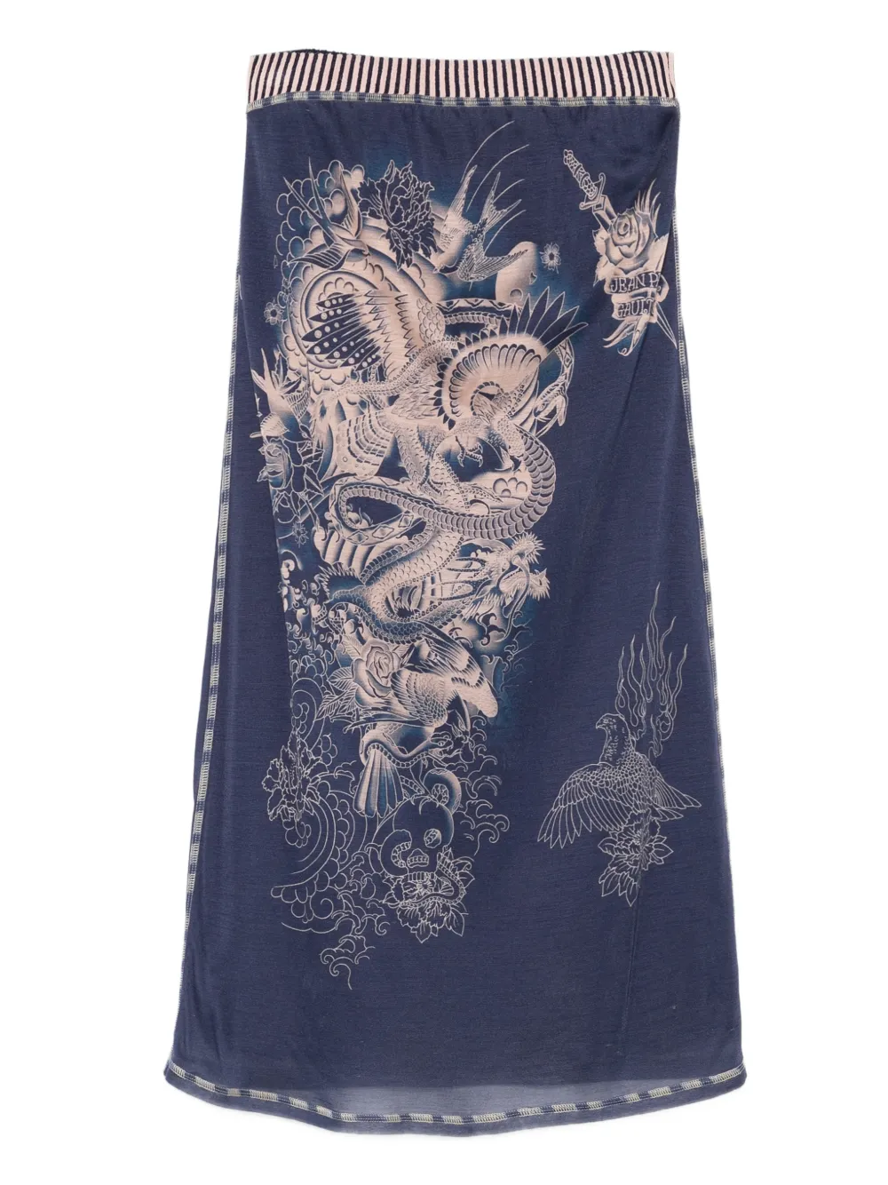 Jean Paul Gaultier Pre-Owned 2000s dragon-print skirt - ブルー