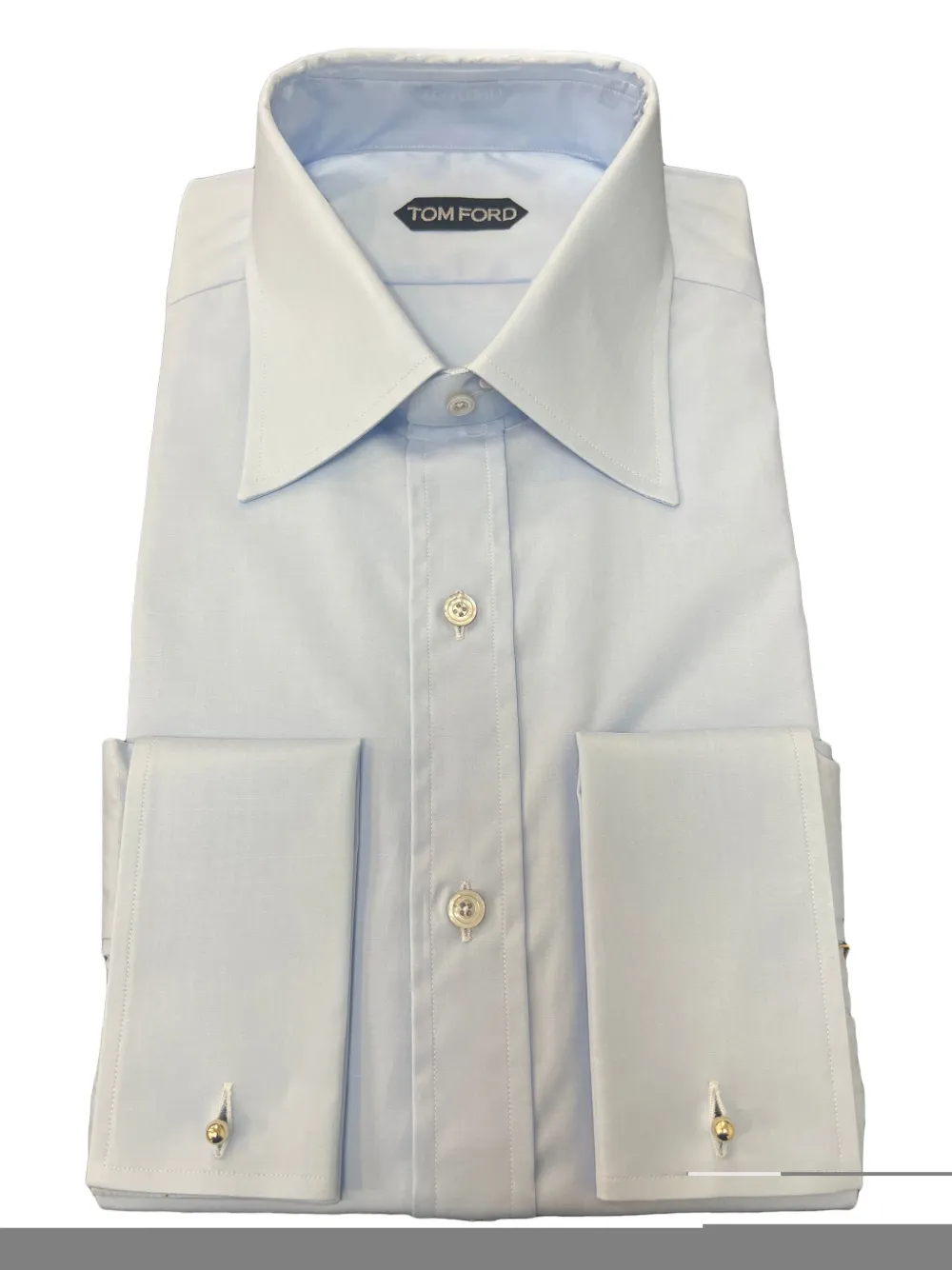 TOM FORD pointed-collarbutton-cuffs shirt - ブルー TOM FORD pointed-collarbutton-cuffs shirt - ブルー