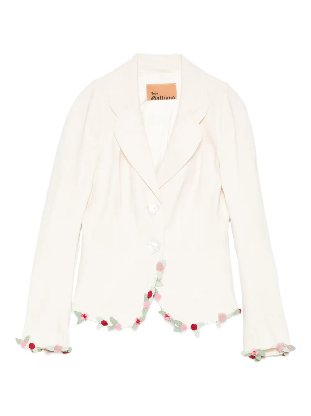 John Galliano Pre-Owned 2000s flower-trim jacket - ホワイト
