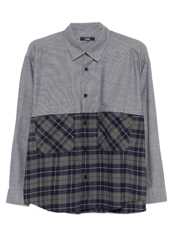 Comme Des Garçons Homme ストライプ チェック シャツ | グレー