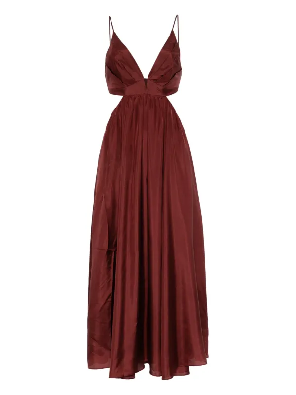 rhode pia dress brown Pernilla Brown One Shoulder Satin Mini Dress main image 1
