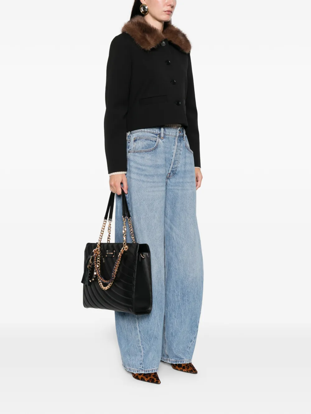 La Carrie quilted chain shoulder bag - Zwart