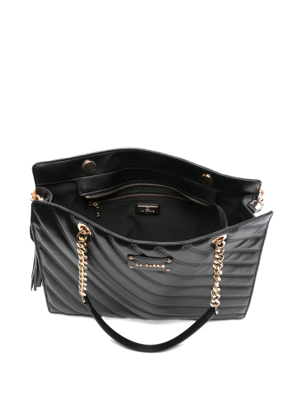 La Carrie Quilted Chain Shoulder Bag In Black