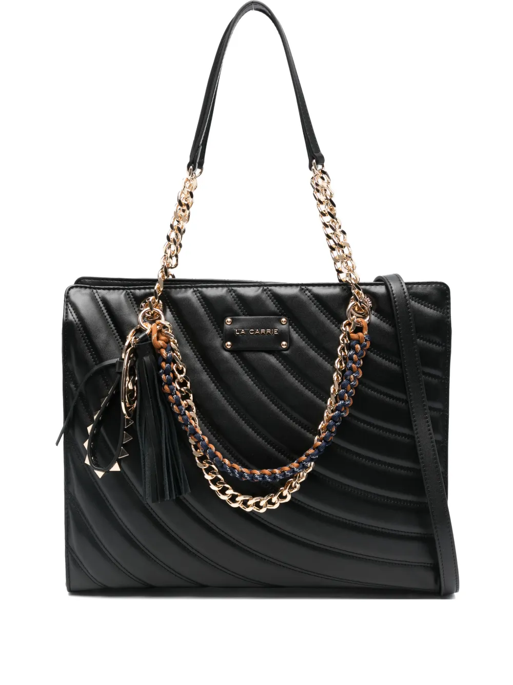 La Carrie Quilted Chain Shoulder Bag In Black