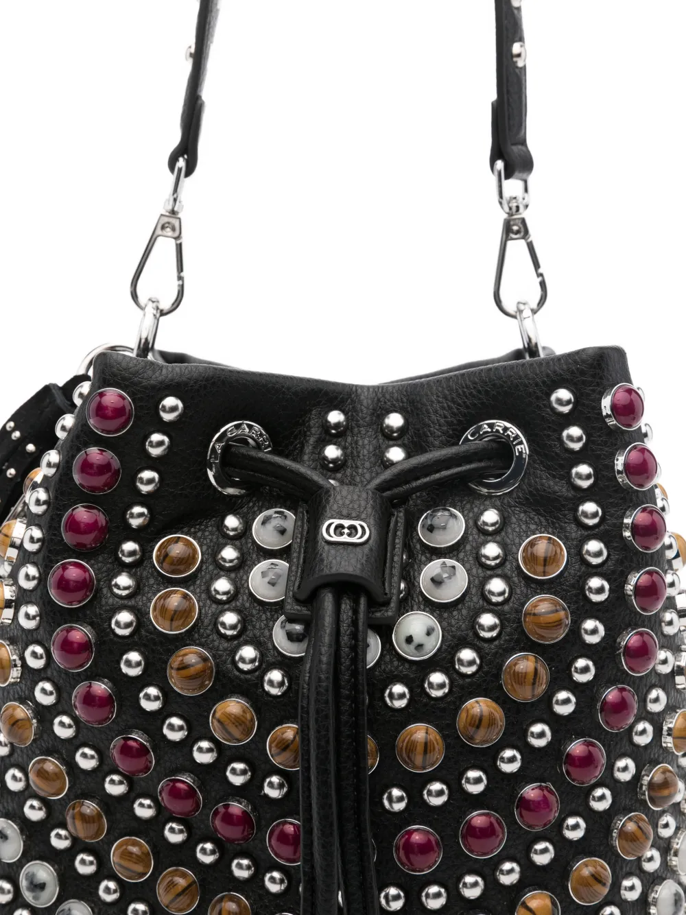 La Carrie Andromeda Studded Bucket Bag In Black