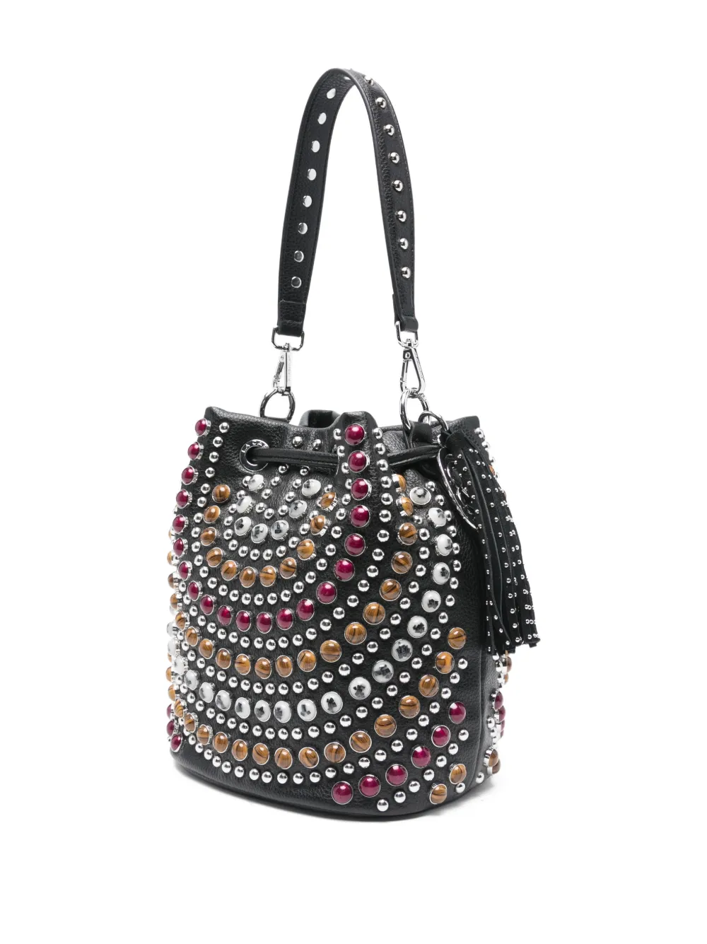 La Carrie Andromeda Studded Bucket Bag In Black