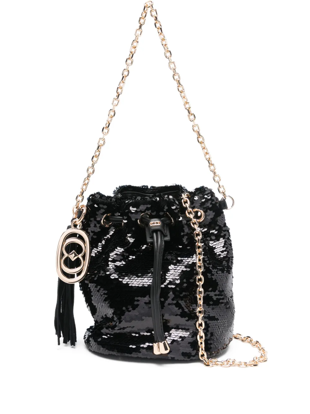 La Carrie Night Edition sequined bucket bag | Black | Image 1