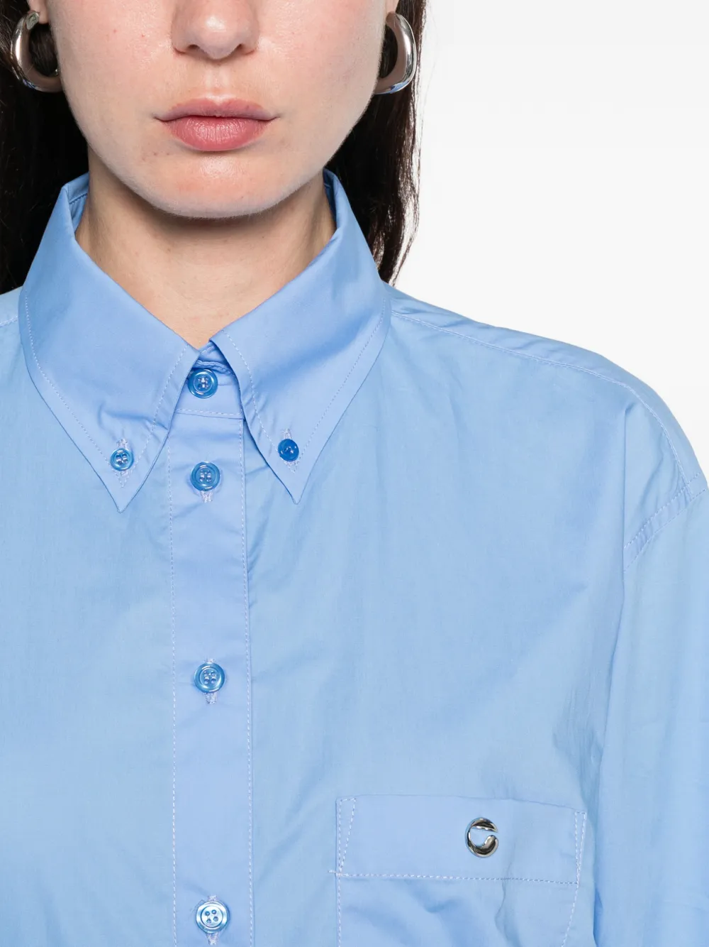 Coperni Boyfriend blouse met zak Blauw