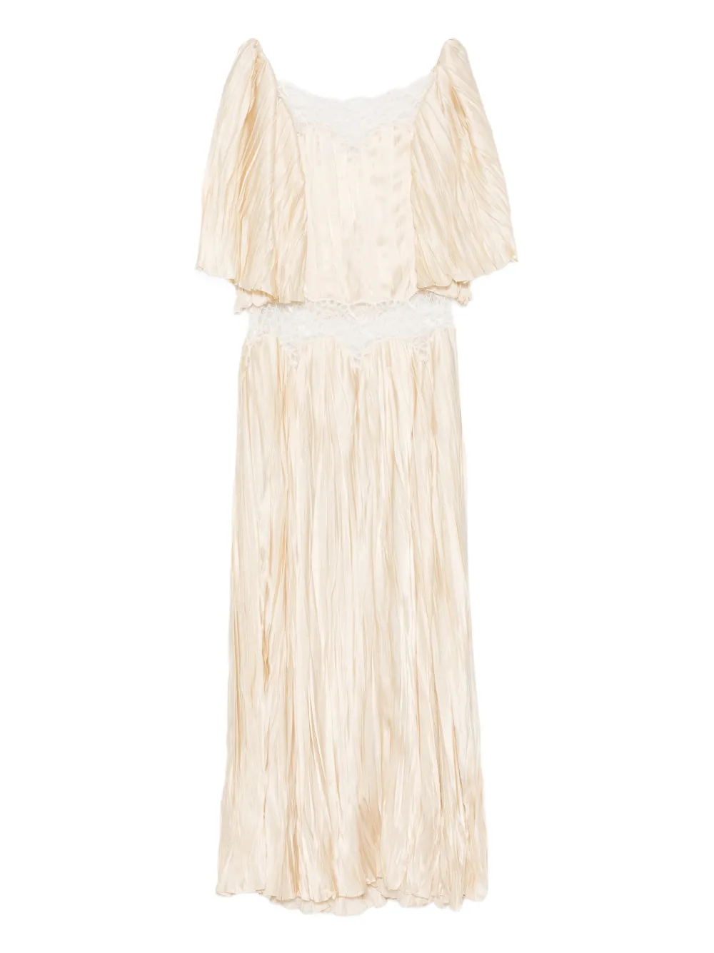 Rochas Jurk met kant en ruches - Beige