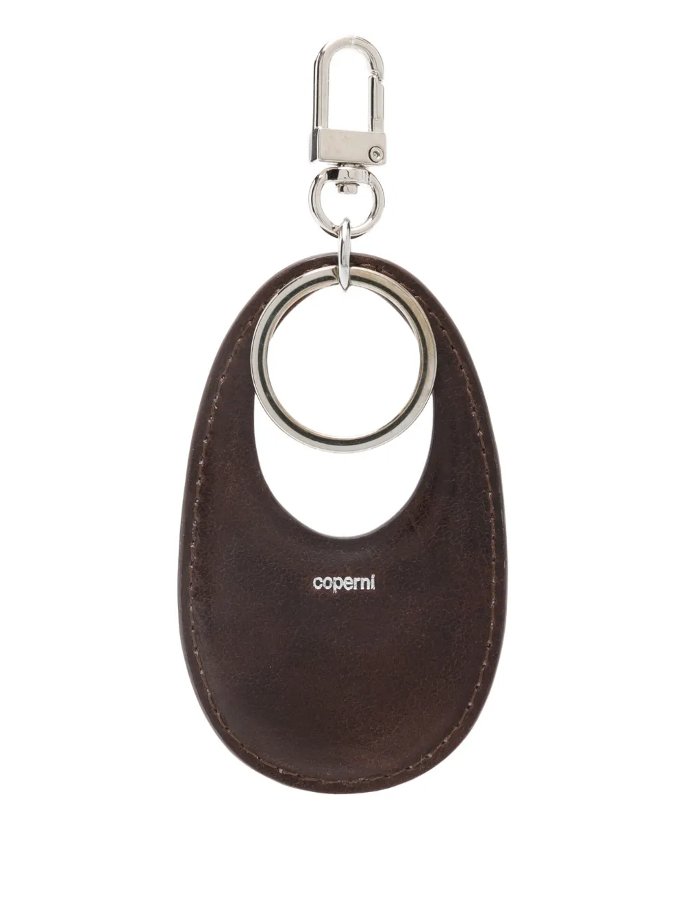 Coperni Swipe Leather Keychain In Brown