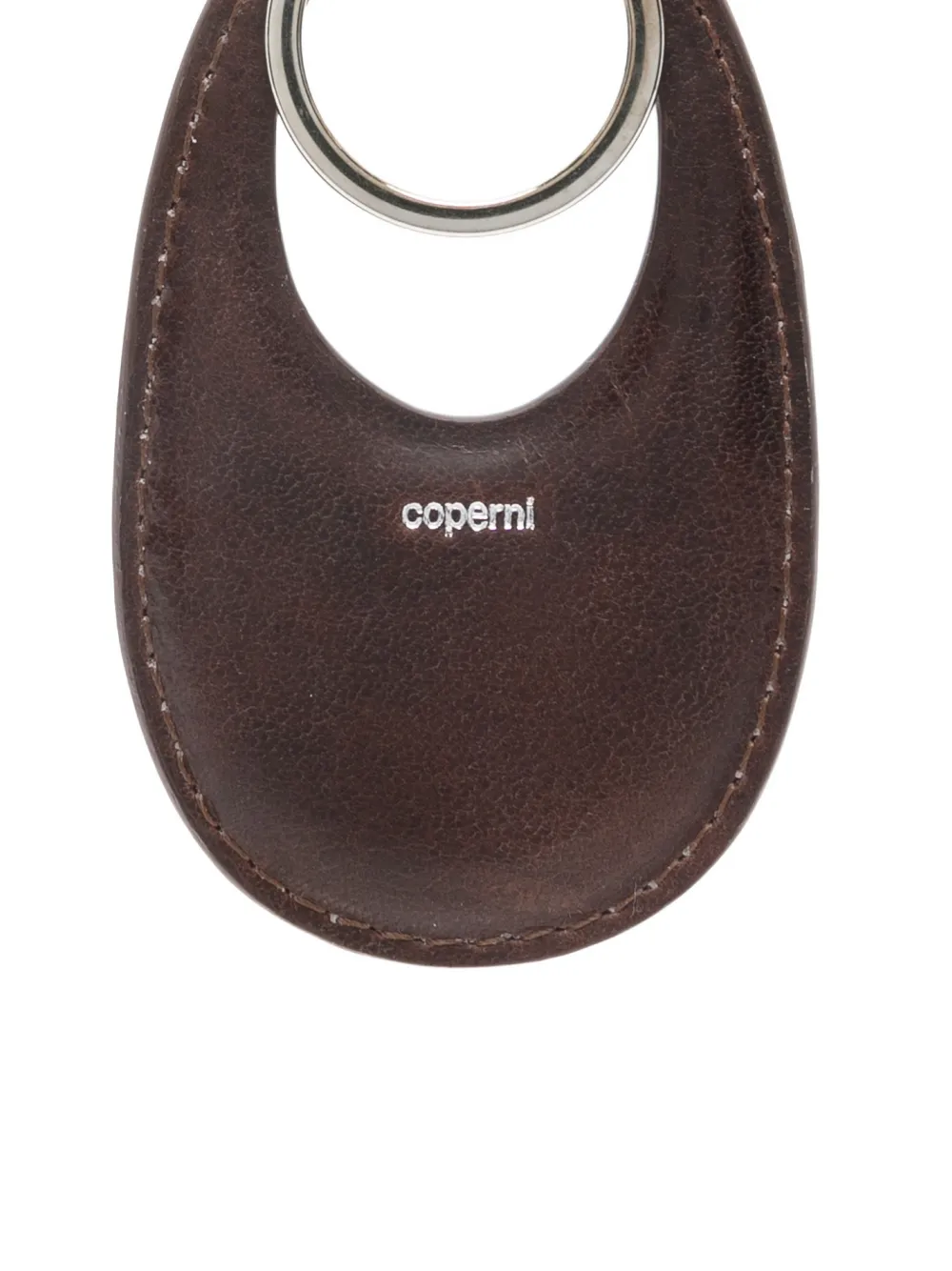 Coperni Swipe Leather Keychain In Brown