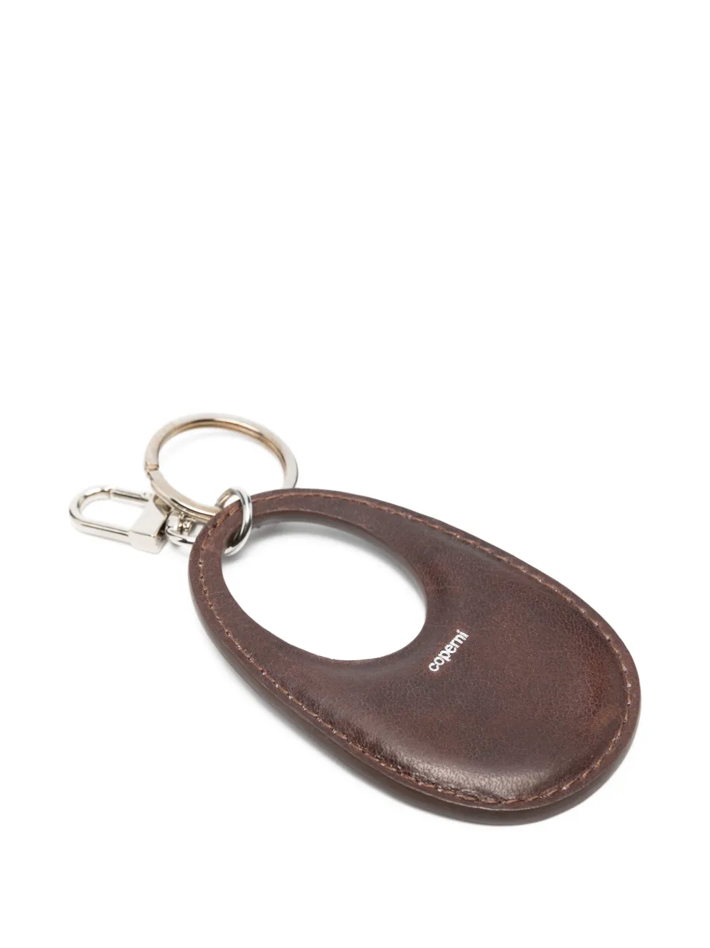 Coperni Swipe Leather Keychain In Brown