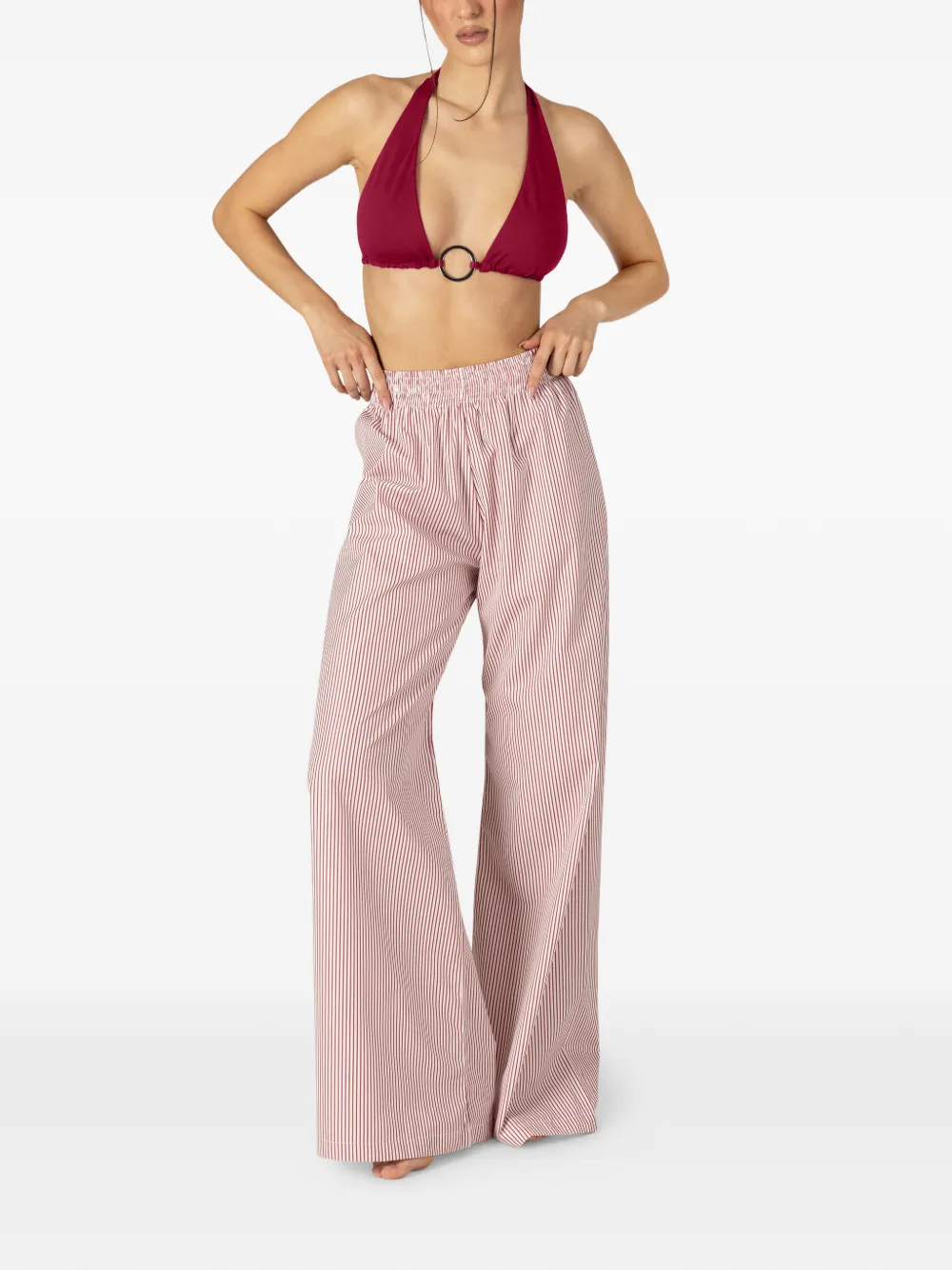 Paramidonna Cora Striped Trousers In Red