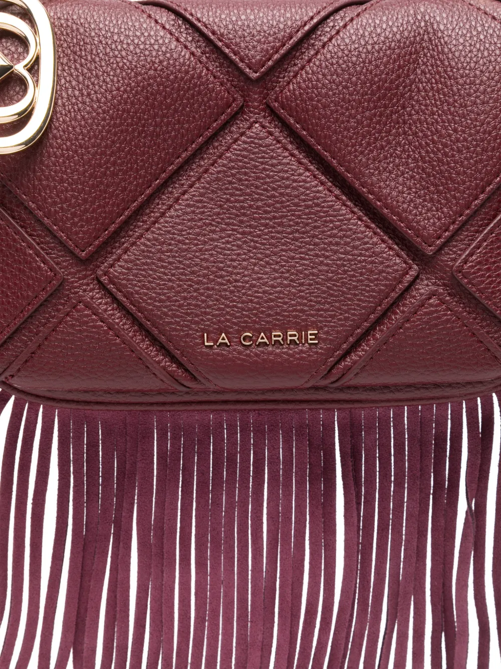 La Carrie Small Isabel Quilted Fringed Shoulder Bag In Red