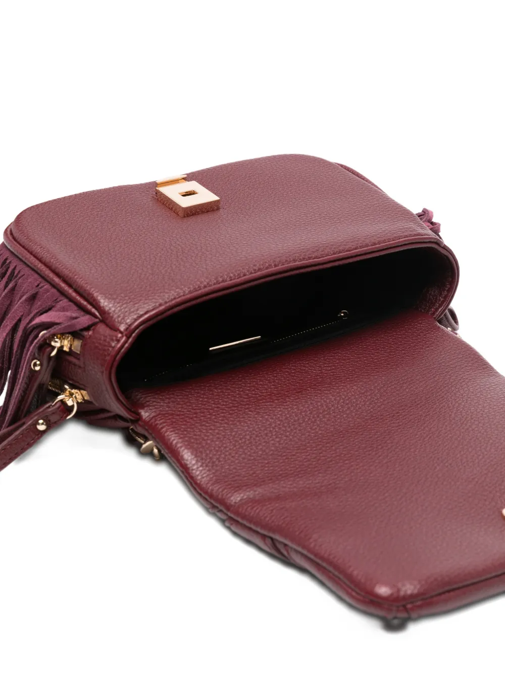 La Carrie Small Isabel Quilted Fringed Shoulder Bag In Red