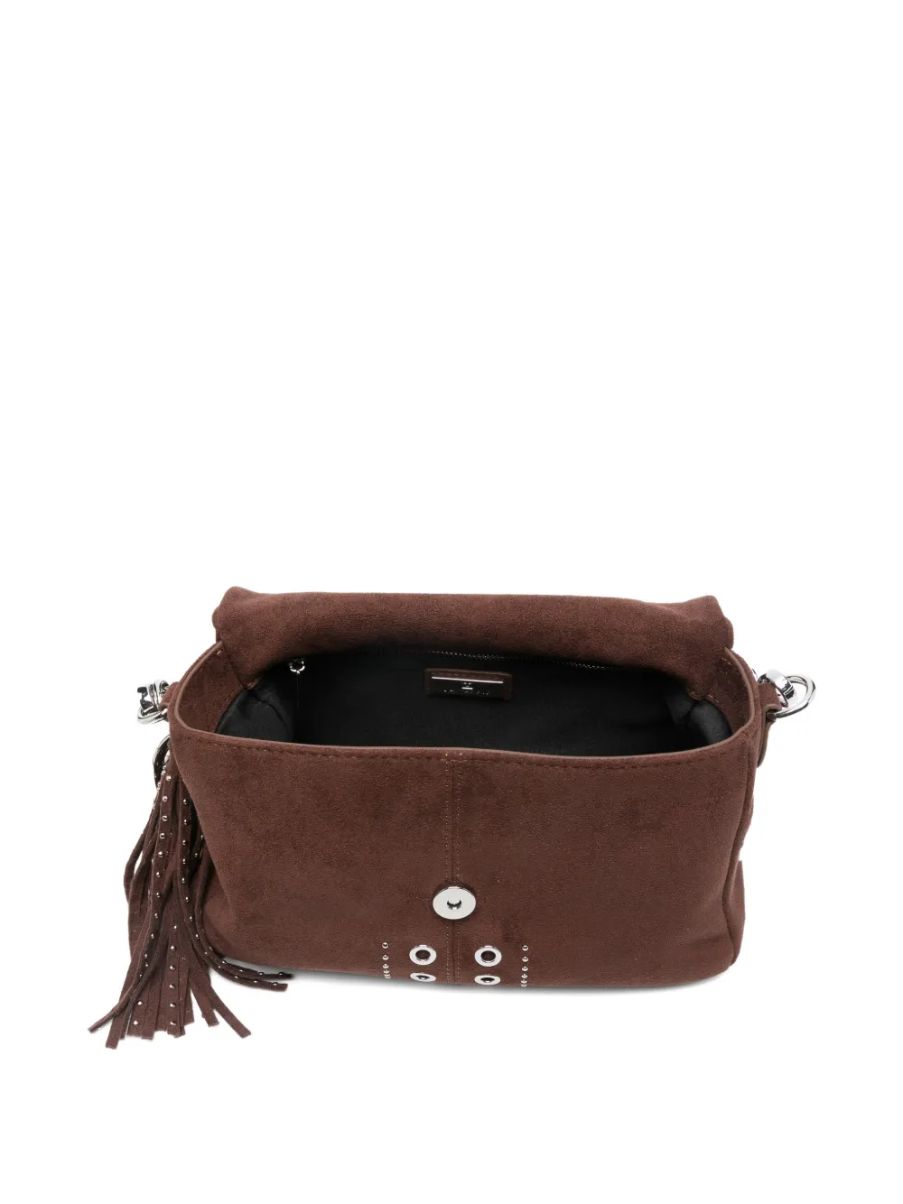 La Carrie Stephy Studded Suede Shoulder Bag In Brown