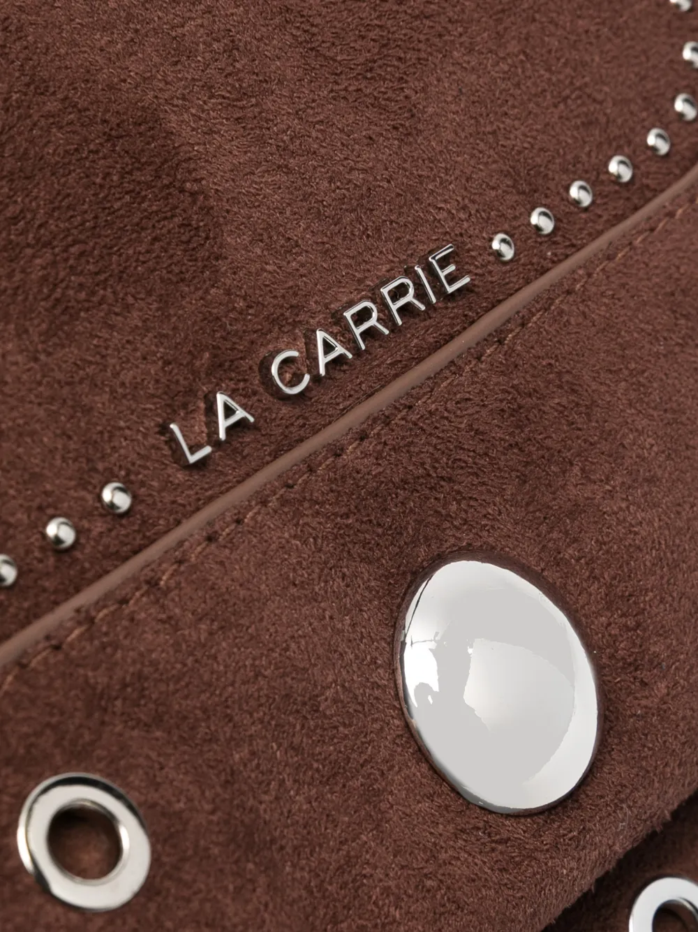 La Carrie Stephy Studded Suede Shoulder Bag In Brown