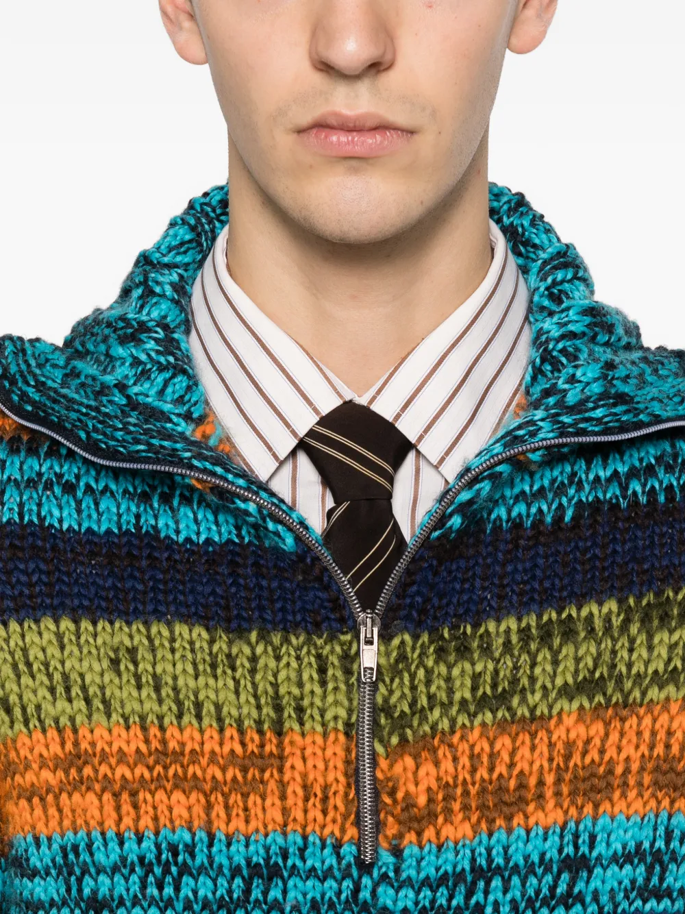 2001-2002s Striped Zip Sweater