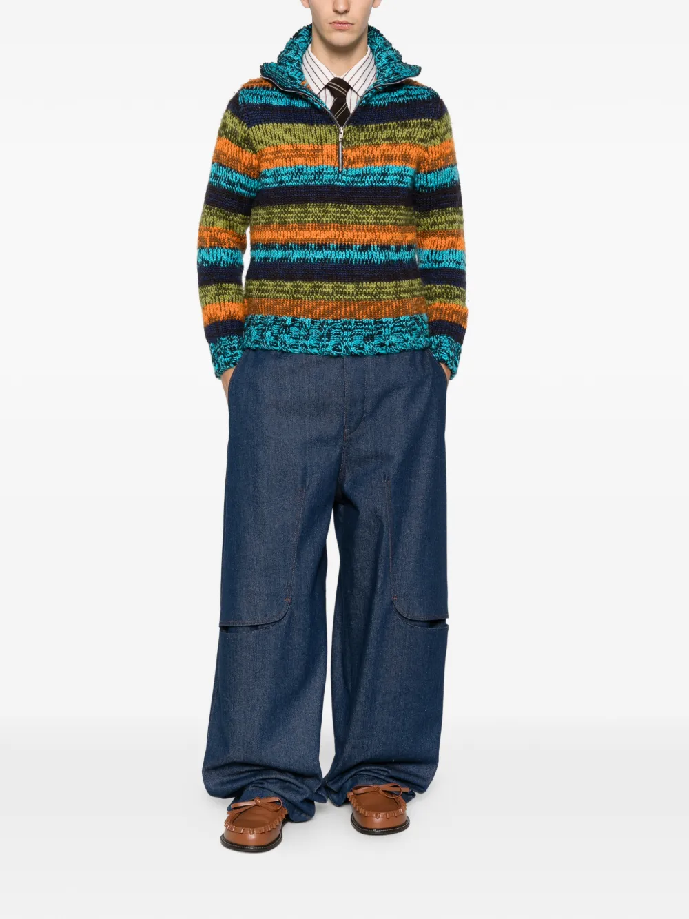 Romeo Gigli Pre-Owned 2001-2002s striped zip sweater | Image 2