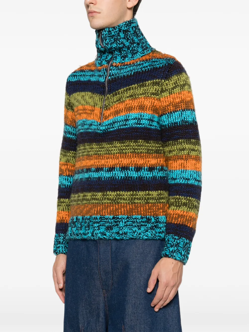 2001-2002s Striped Zip Sweater