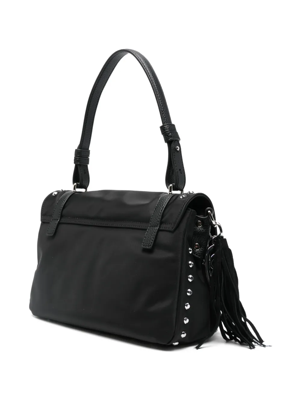 La Carrie Athena Tassel Studded Shoulder Bag In Black