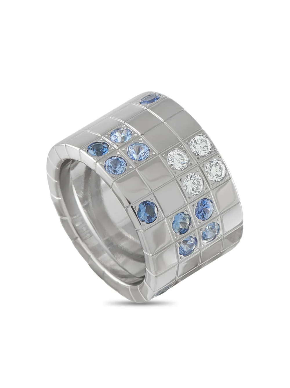 Cartier 14K white gold Lanieres diamond and sapphire ring - シルバートーン