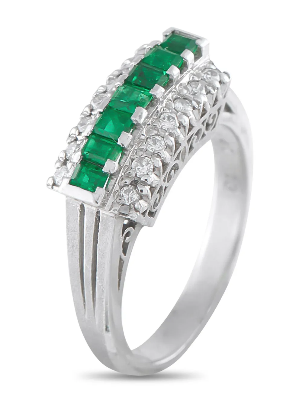 LB Exclusive platinum diamond and emerald ring - Silber