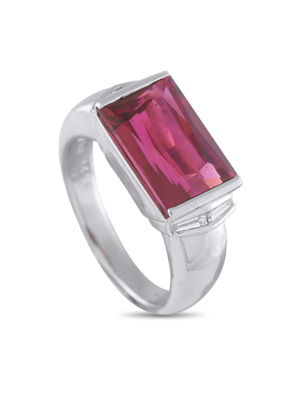 LB Exclusive platinum diamond and rubellite ring - シルバートーン