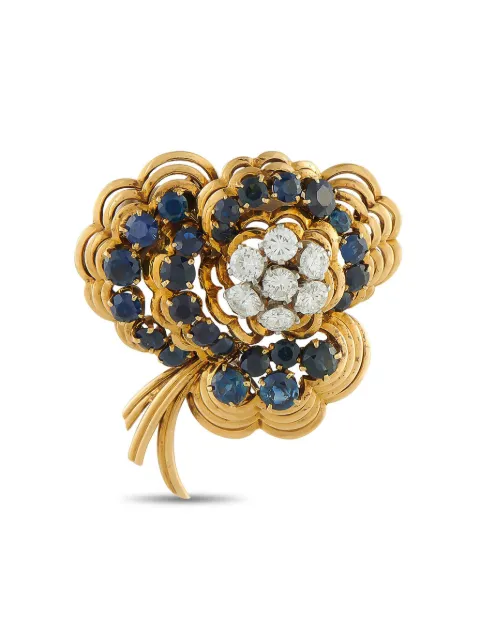 Van Cleef & Arpels Pre-Owned 18K yellow gold diamond and sapphire brooch