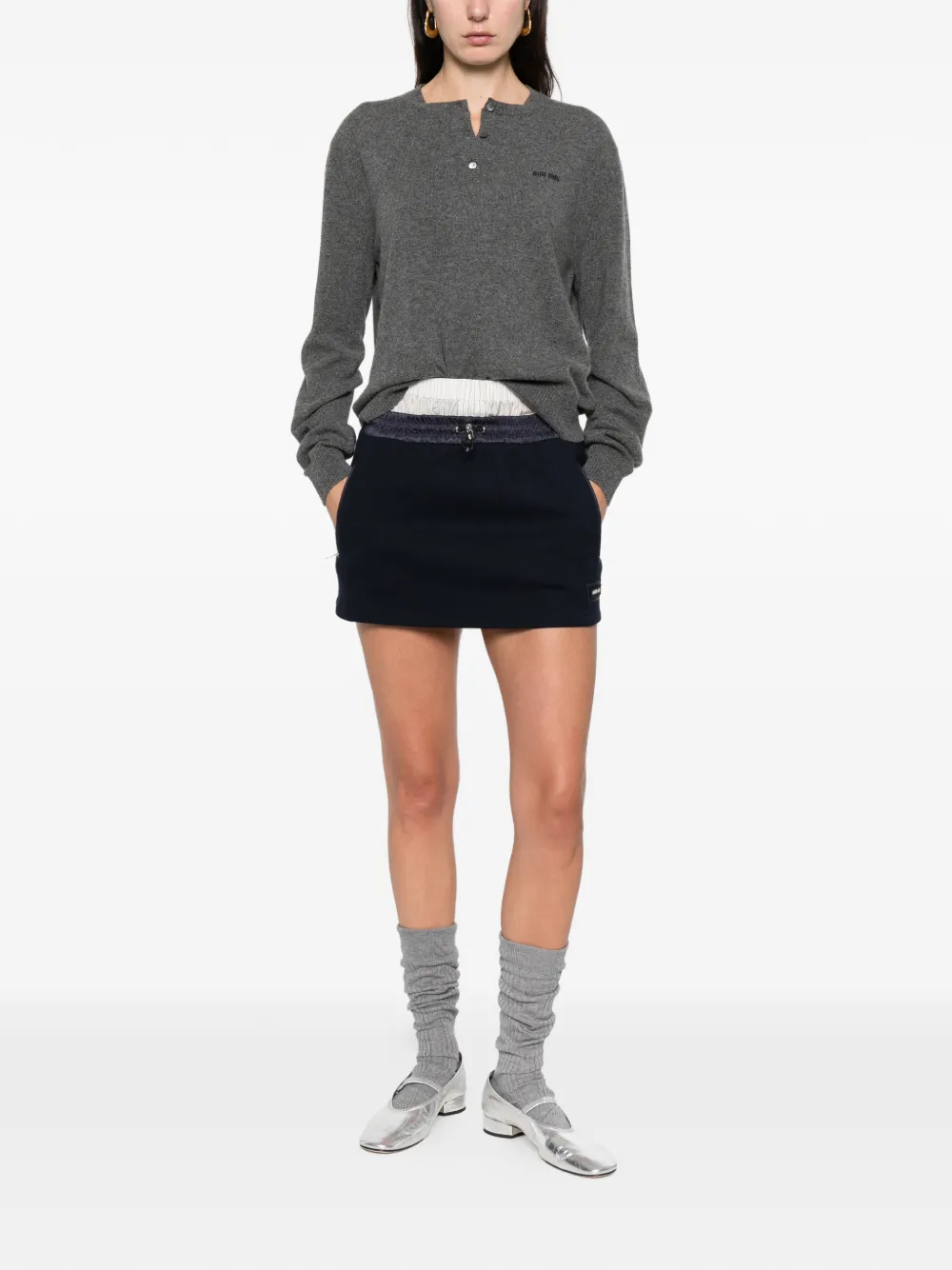 Miu Miu Rok met ritsdetail - Blauw