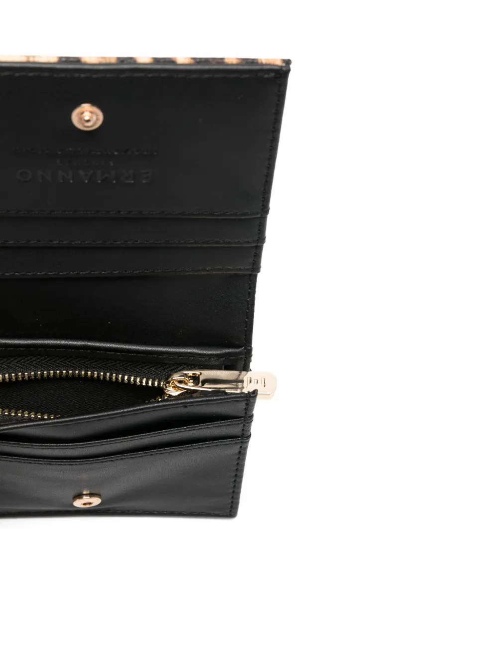 Ermanno Firenze Virginia Leopard Print Logo Wallet In Brown