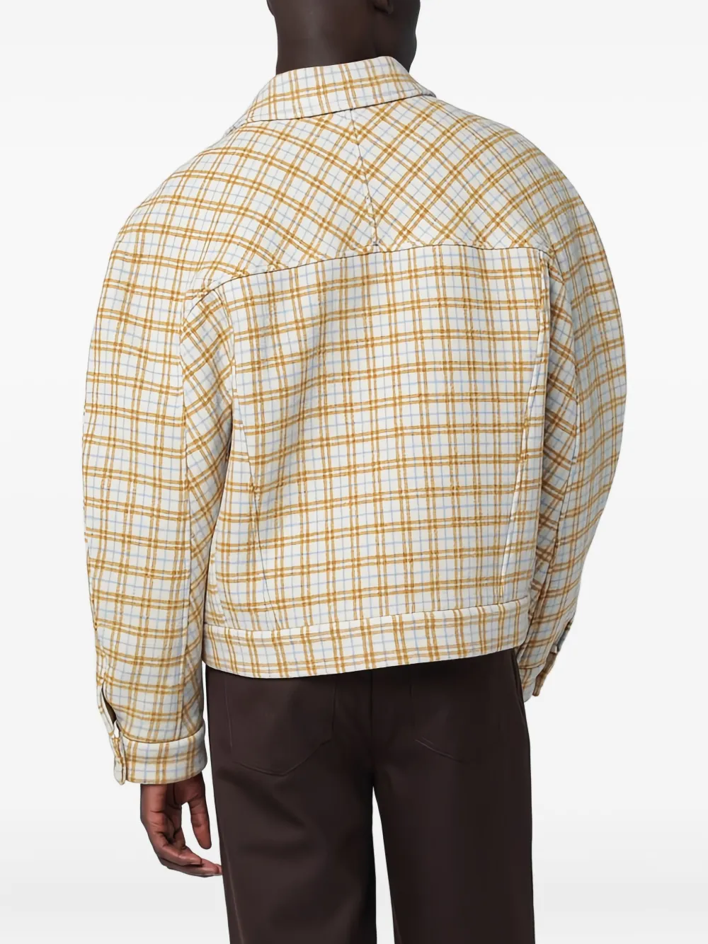 Séfr Matthieu Jacket In Checked Wool Cloth In Neutral