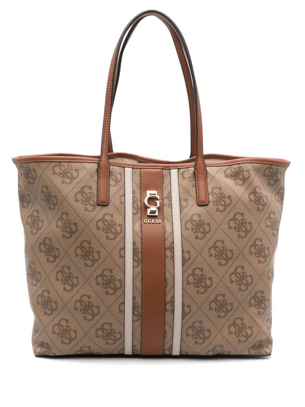 Guess Usa Monogram-pattern Shoulder Bag In Orange