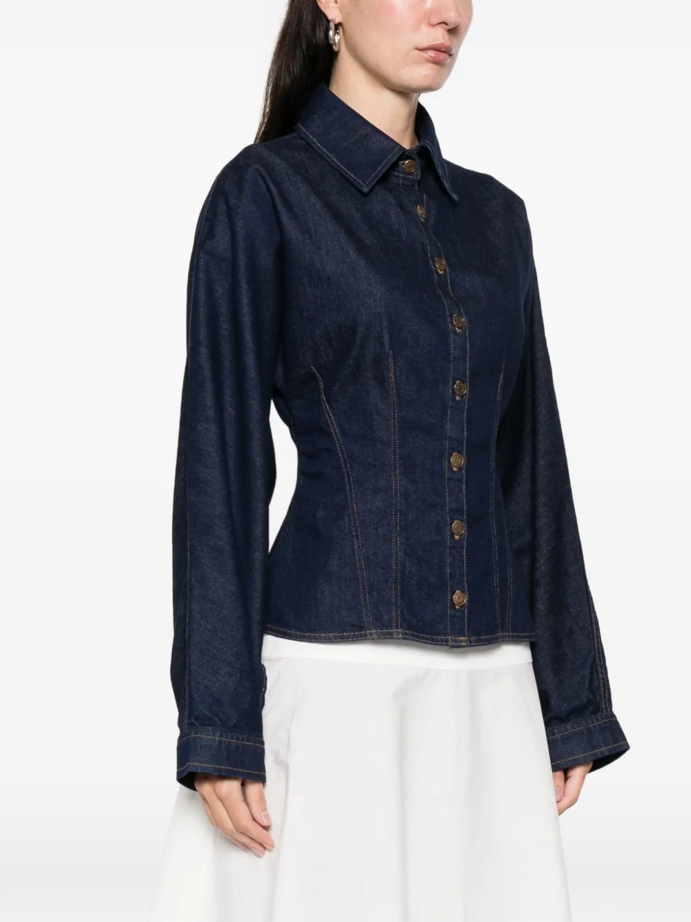 Agolde Devon Denim Button-up Shirt In Blue