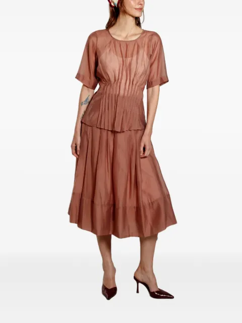 Isolda Horizonte Espelhado pleated midi skirt