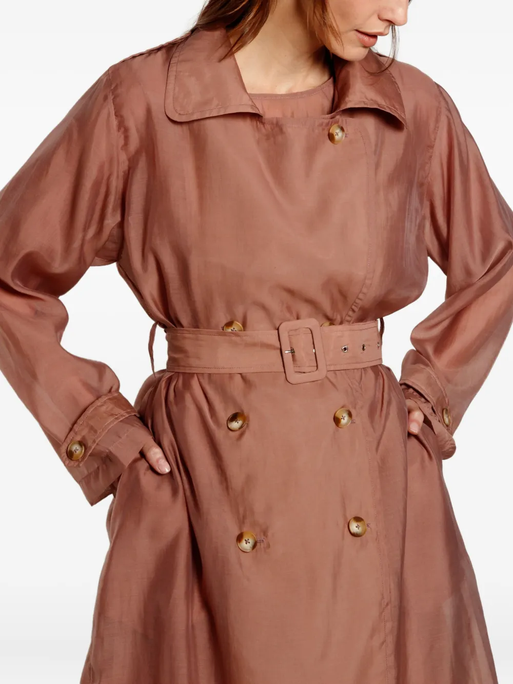 Isolda Oásis Buttoned Belted Coat In Brown